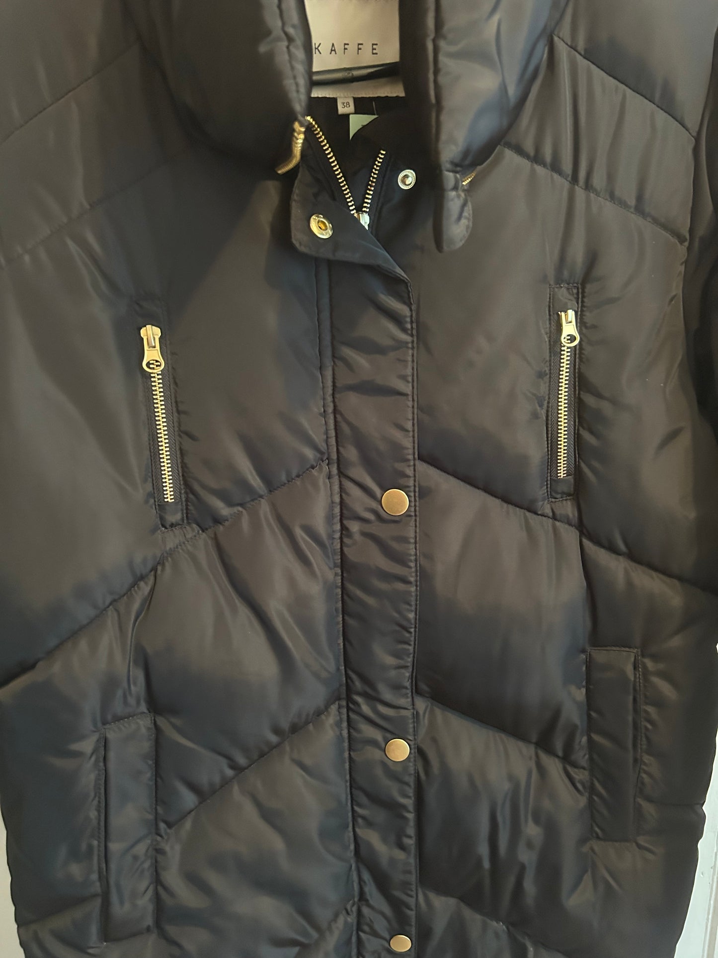 Kaffe 38 (medium) black knee length winter jacket