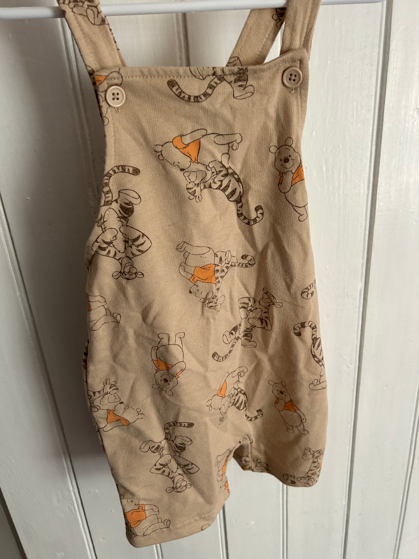 Disney 18/24m brown Pooh bear overalls