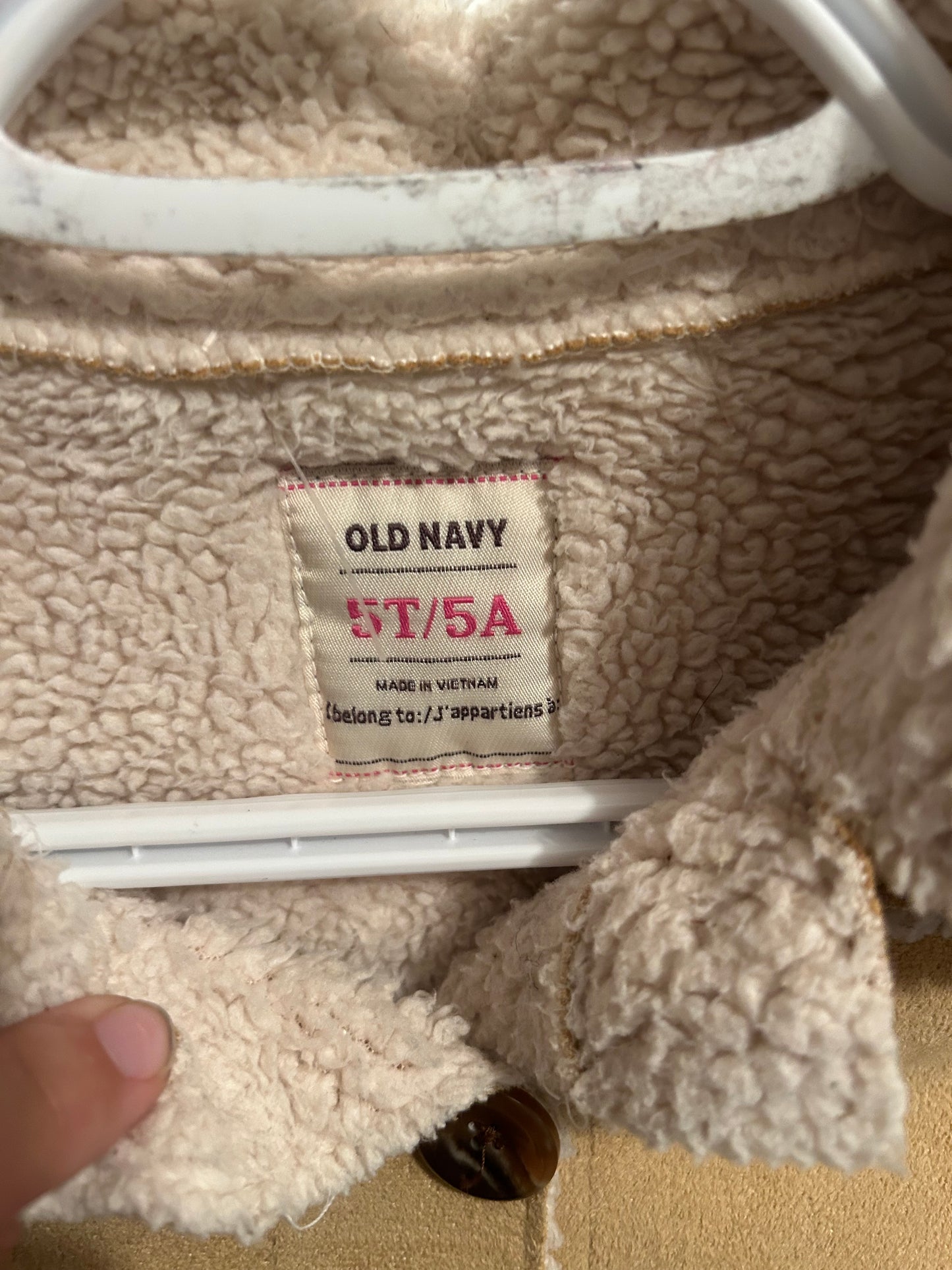 Old navy 5t tan suede Sherpa jacket