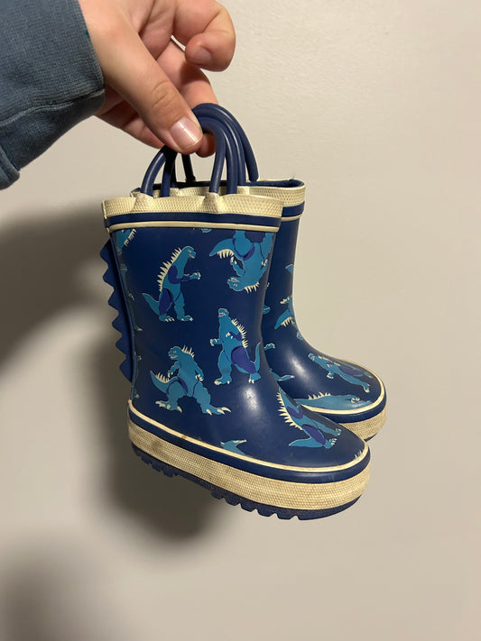 Joe fresh infant 4 blue Dino rubber boots