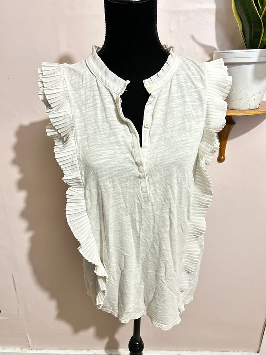 Banana republic large white ruffle blouse