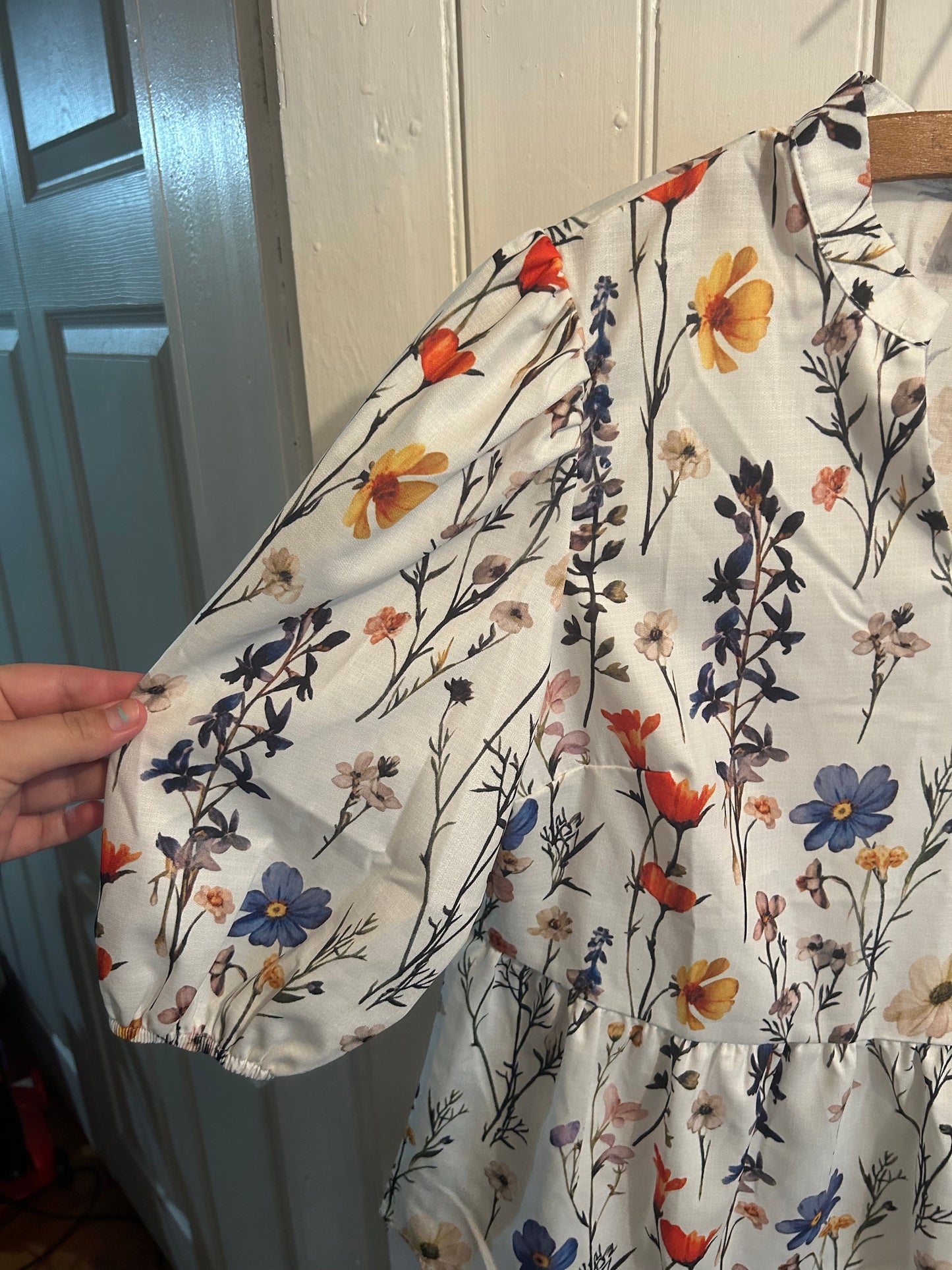 Shein small floral puff sleeve peplum top