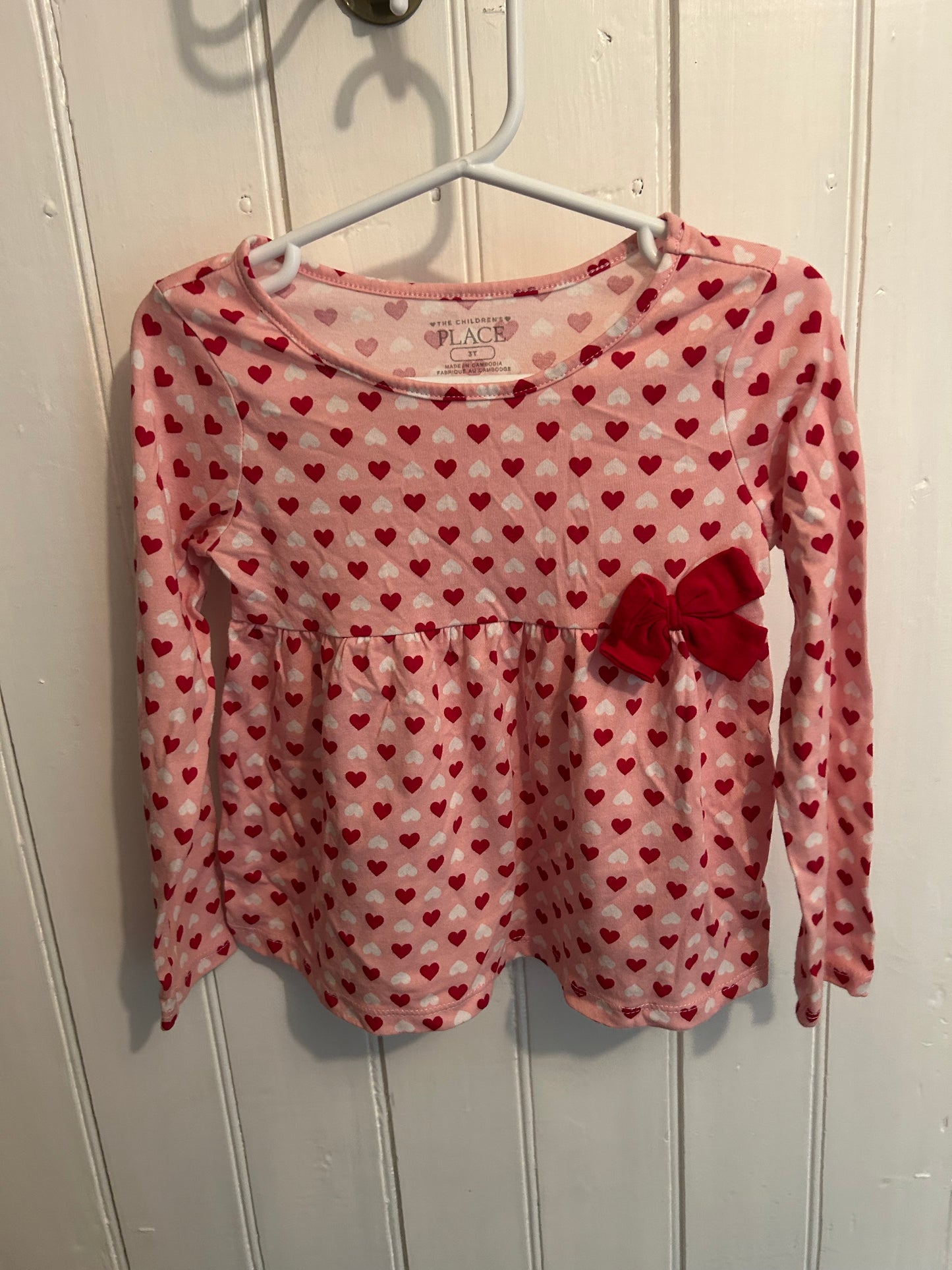 The children’s place 3t pink & red heart peplum top