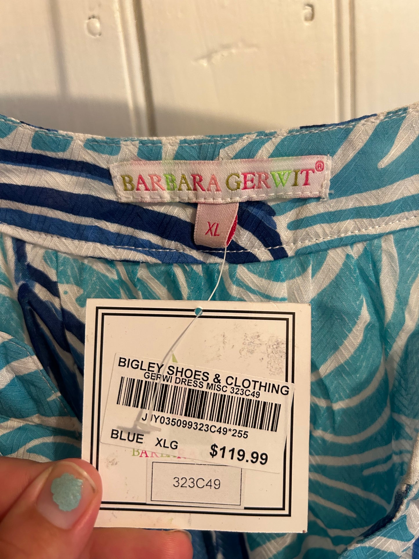 NEW Barbara Gerwit xl blue tropical dress