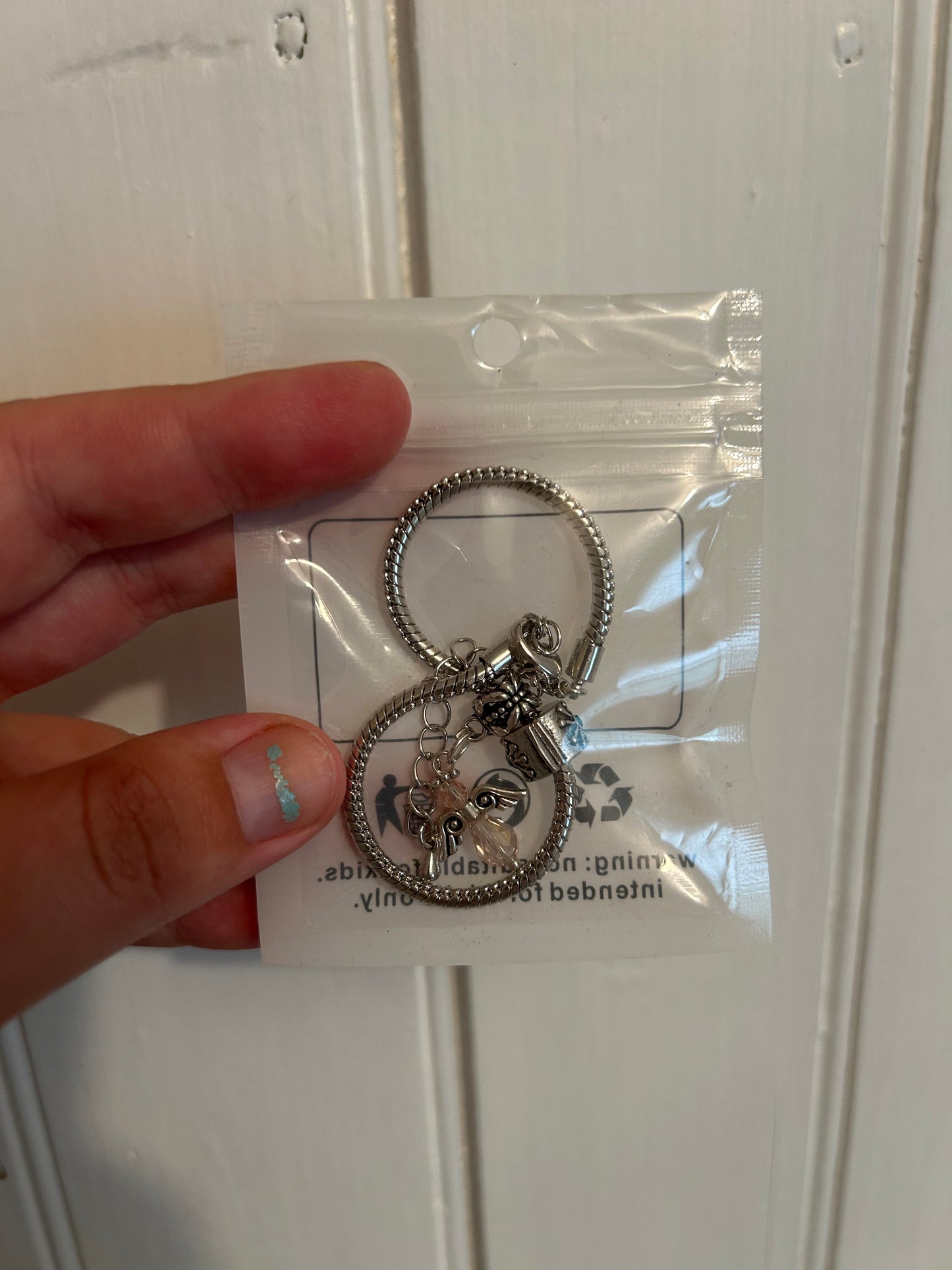 NEW handmade silver iridescent angel charm bracelet