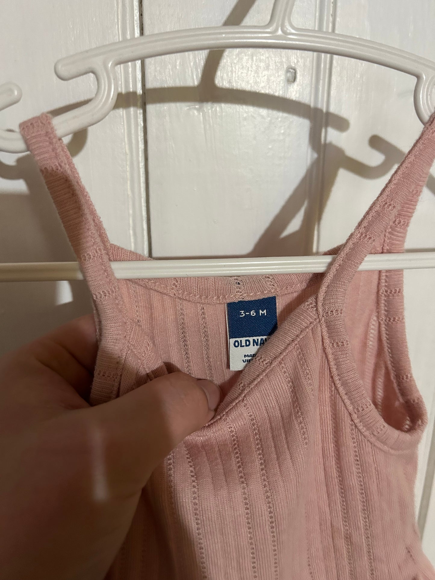 Old navy 3/6m pink ribbed skirted tank onesie