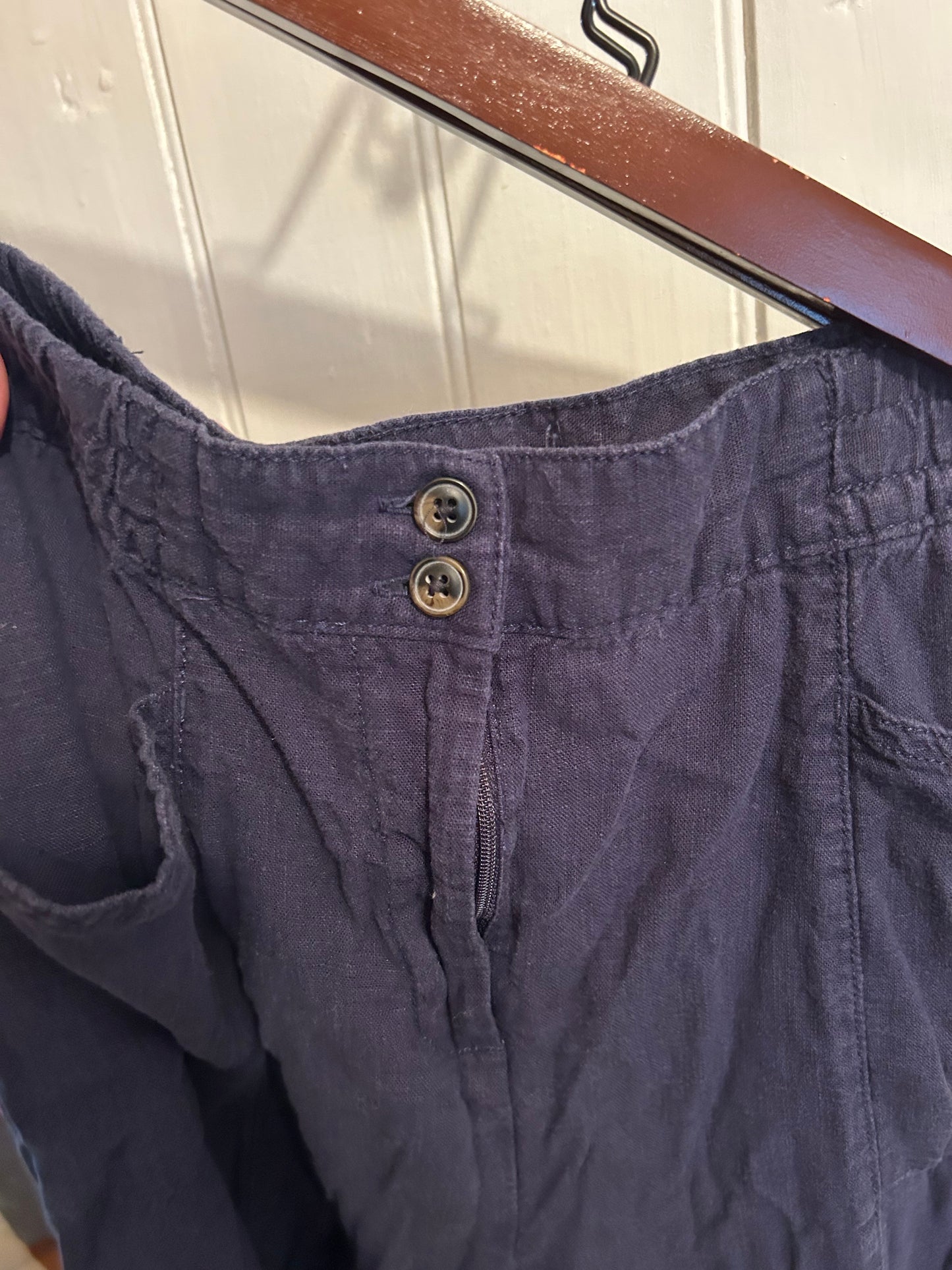 Next 14 navy linen like capris