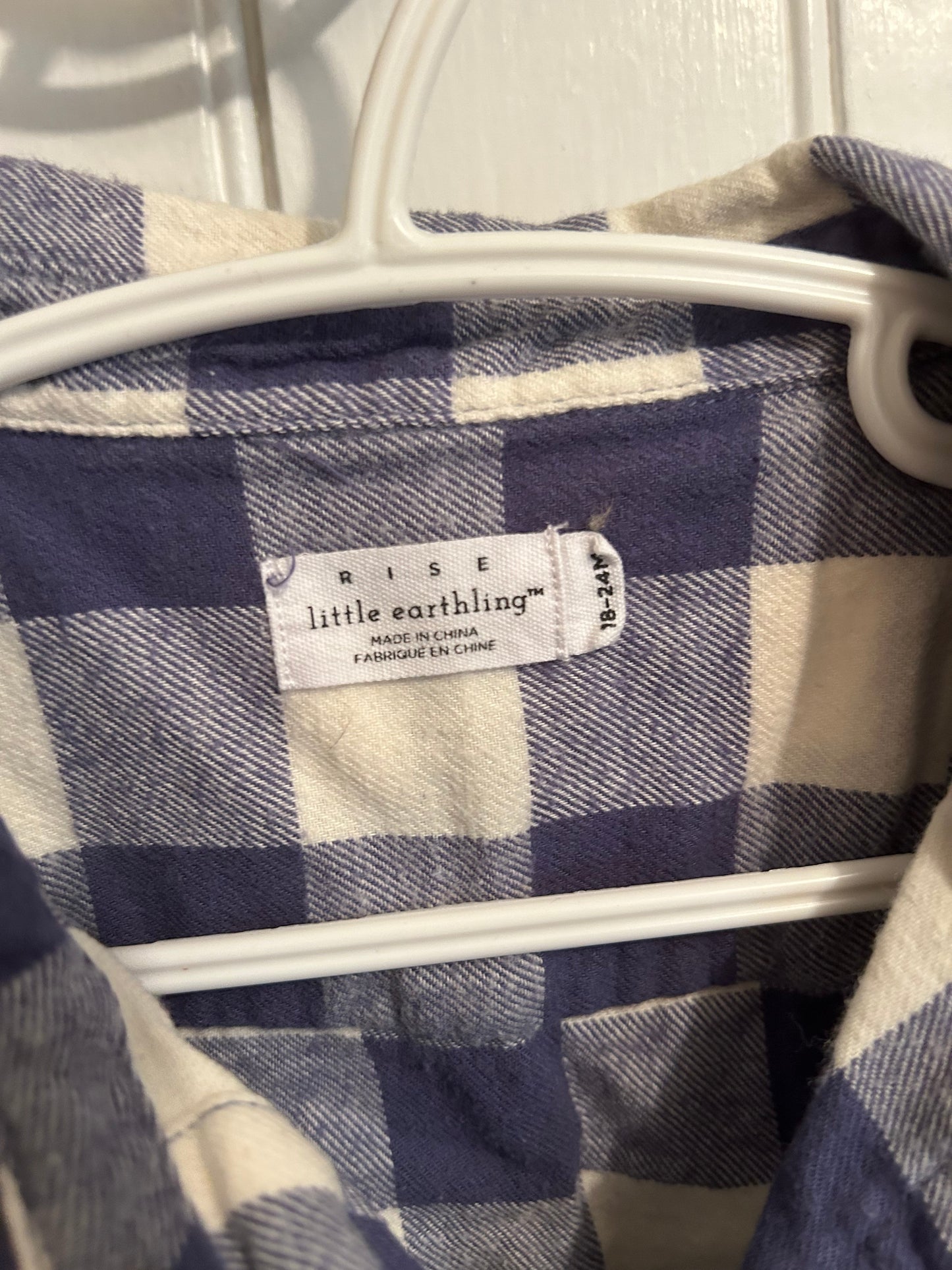 Rise little earthlings 18/24m purple plaid flannel onesie