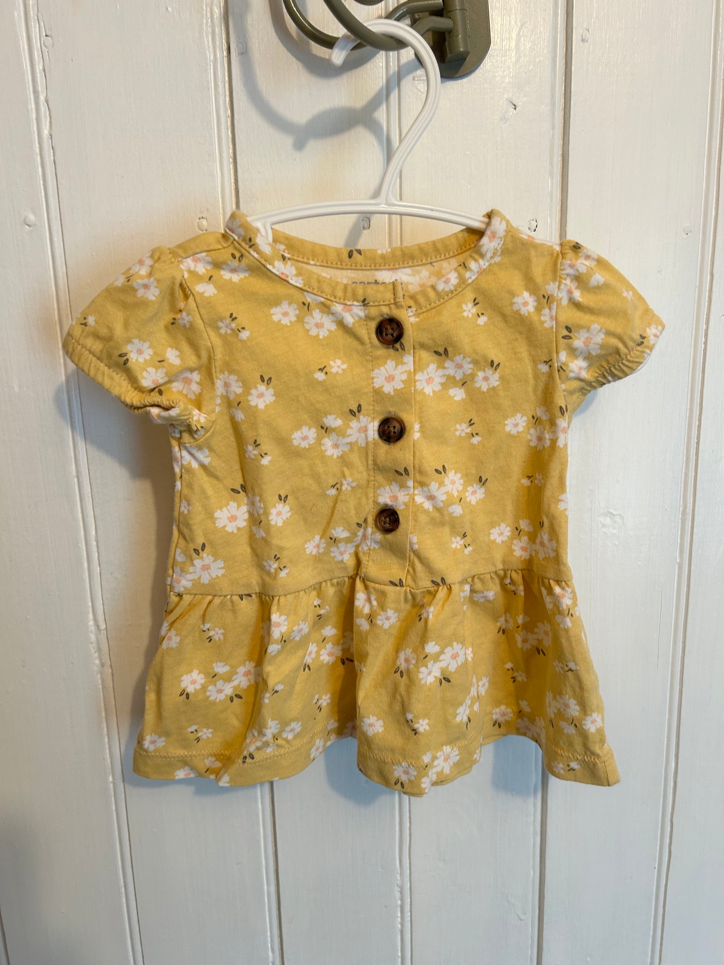 Carters 3/6m yellow daisy peplum top