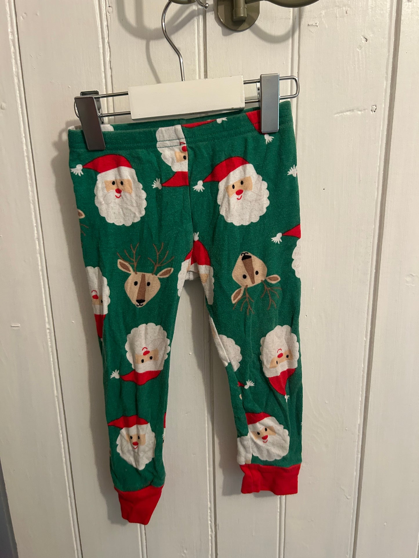 Carters 2t green Santa 2pc sleep set
