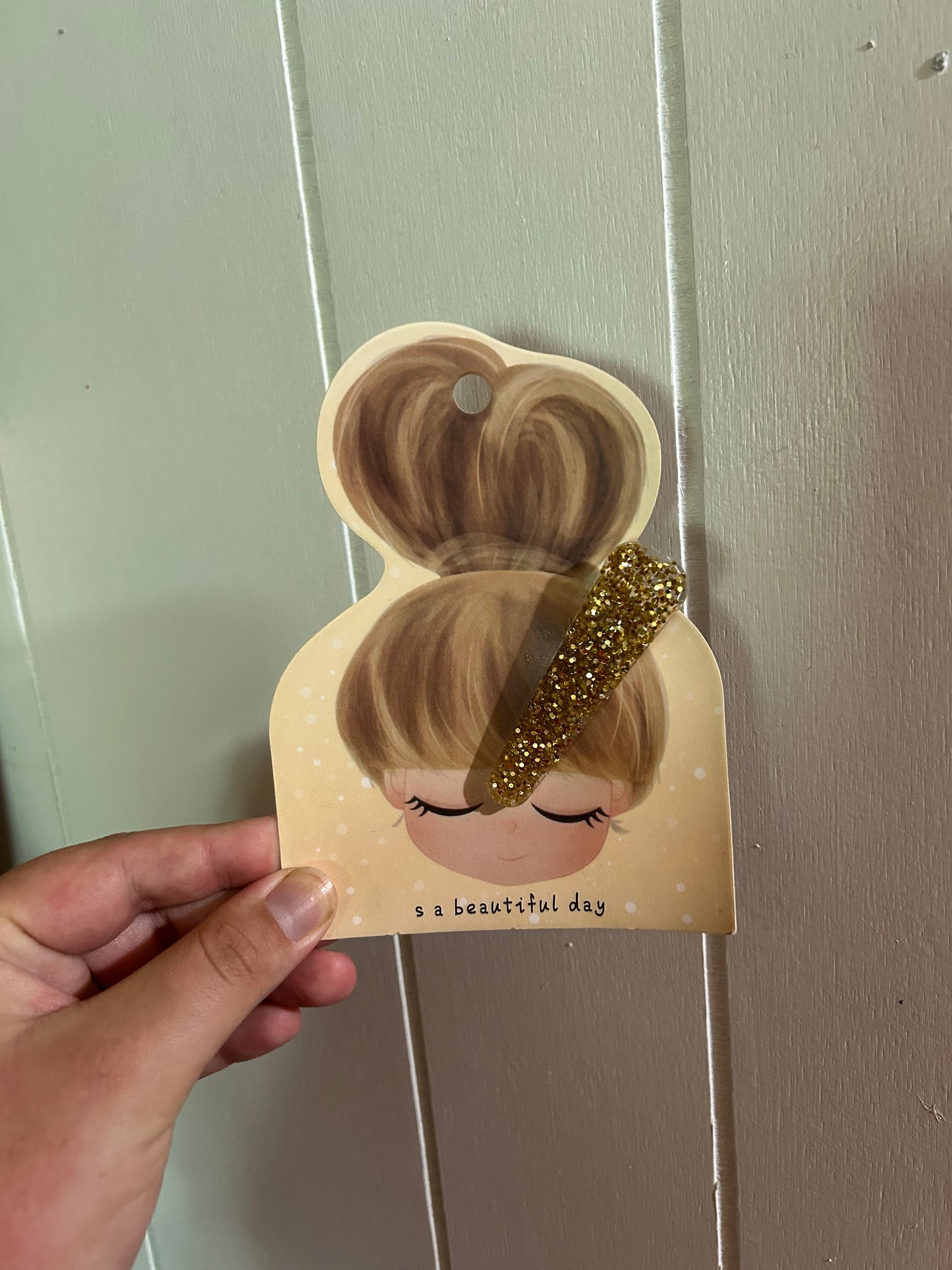Gold glitter clip bow