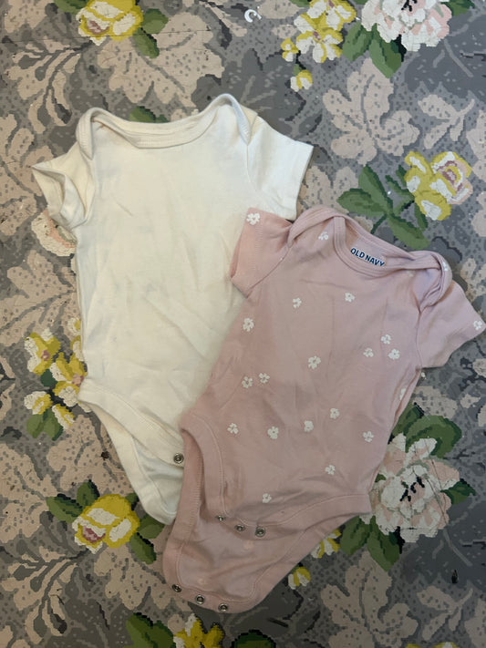 Old navy 0/3m pink floral onesies