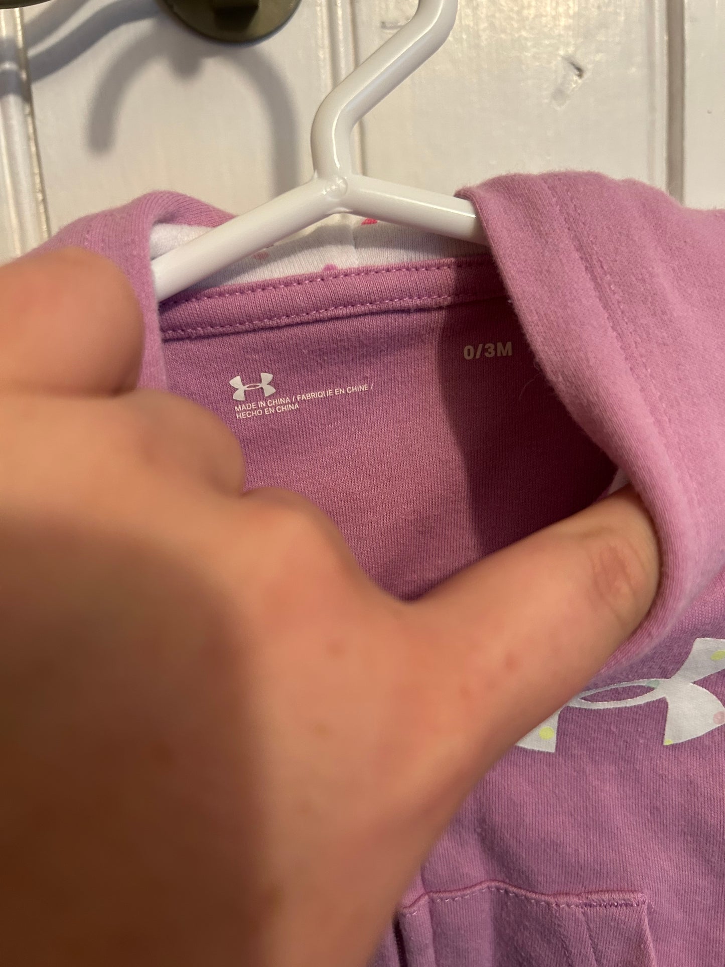 Under armour 0/3m purple zip up hoodie