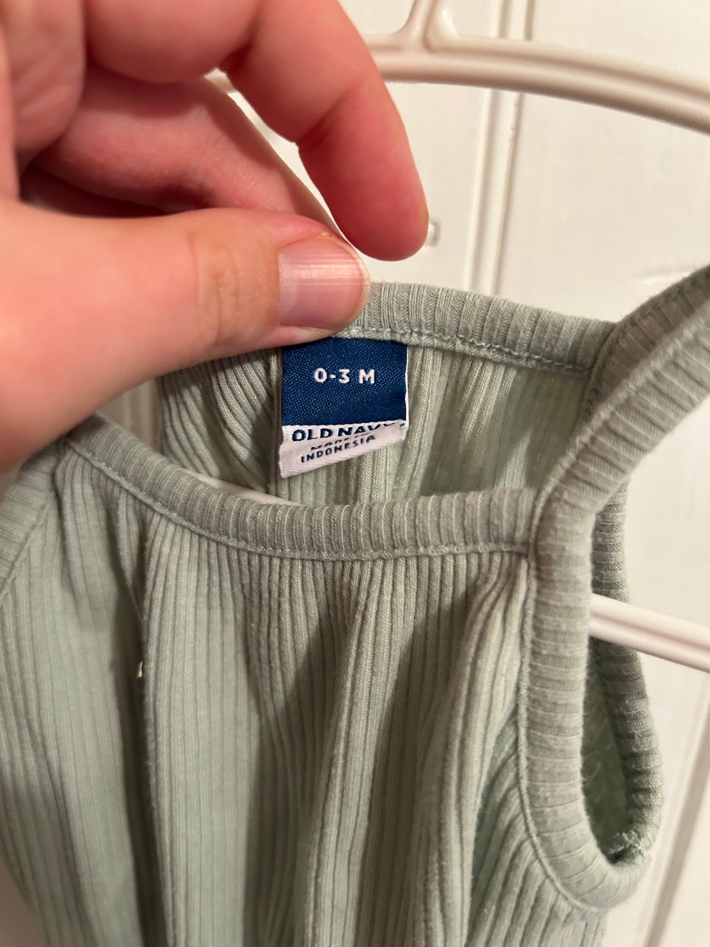 Old navy 0/3m mint green ribbed romper