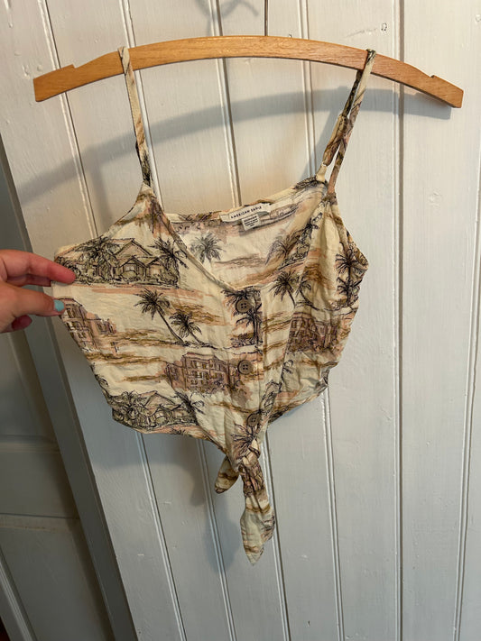 American eagle xs tan Hawaiian crop top