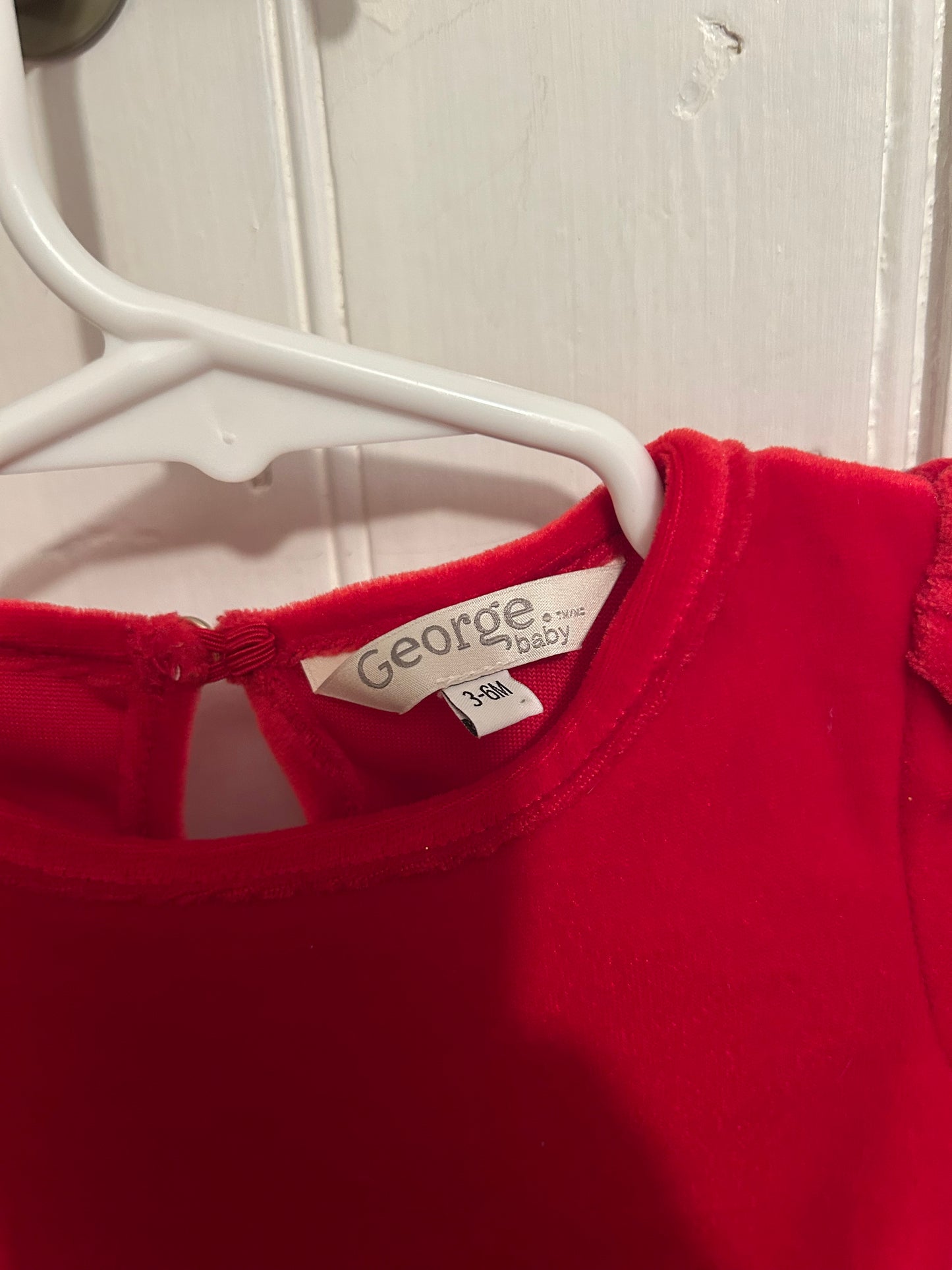 George 3/6m red velvet tulle dress