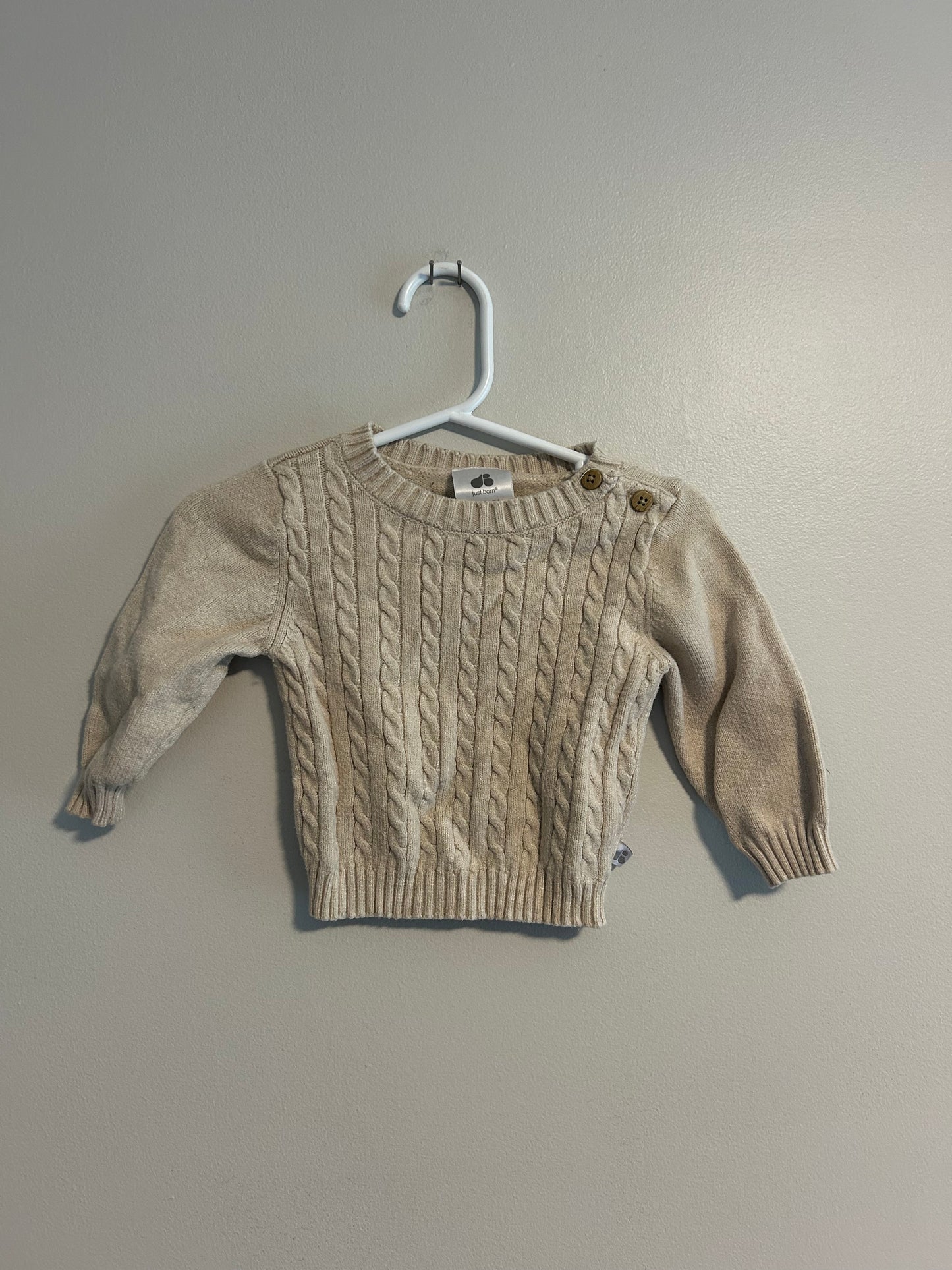 Just born 6/9m tan knit sweater