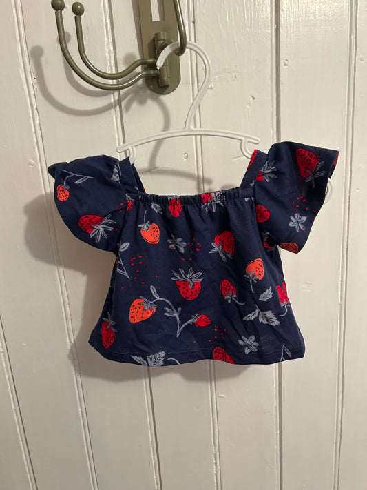 Carters newborn blue & red strawberry top