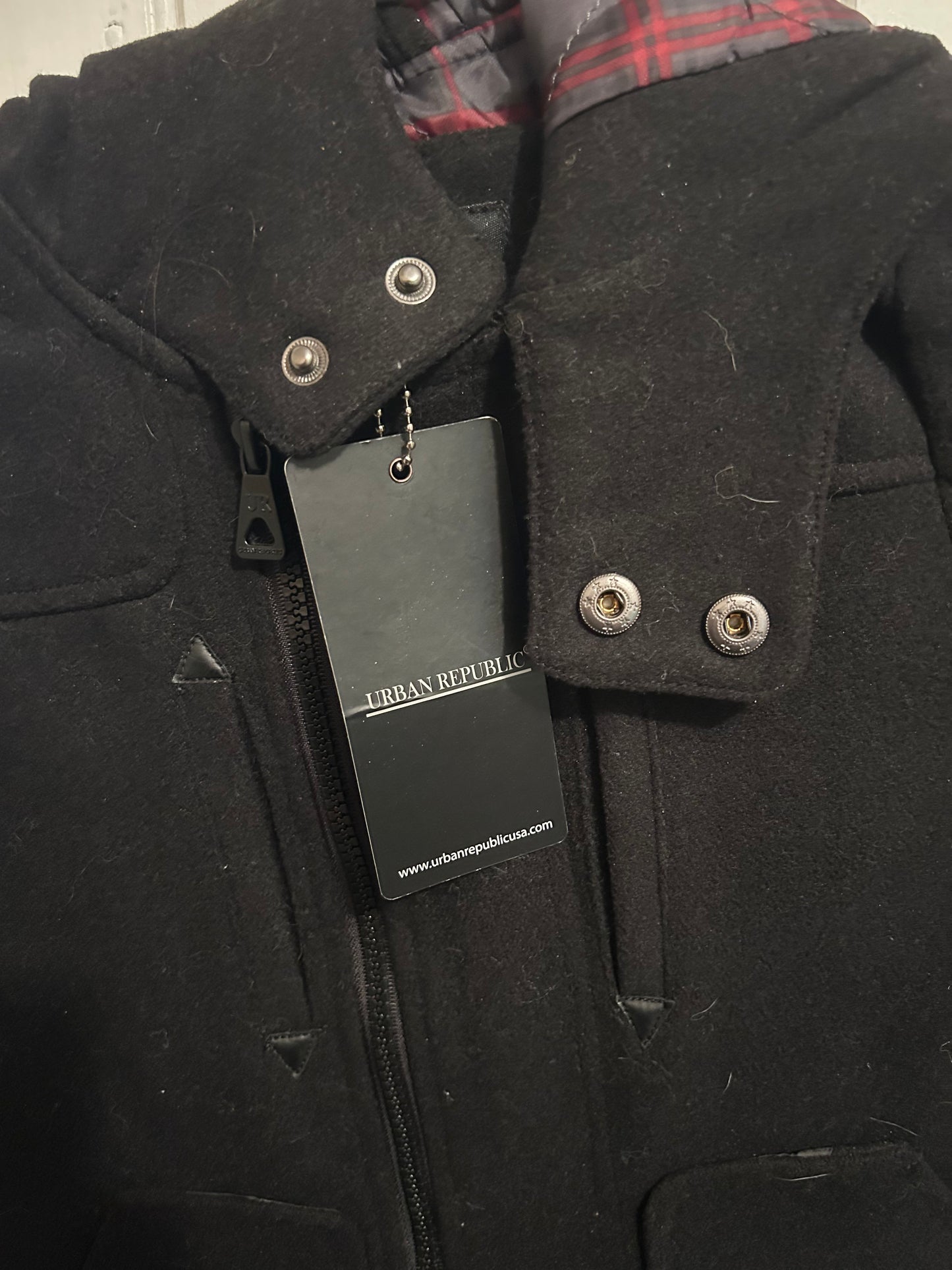 NEW urban republic 24m black felt pea coat