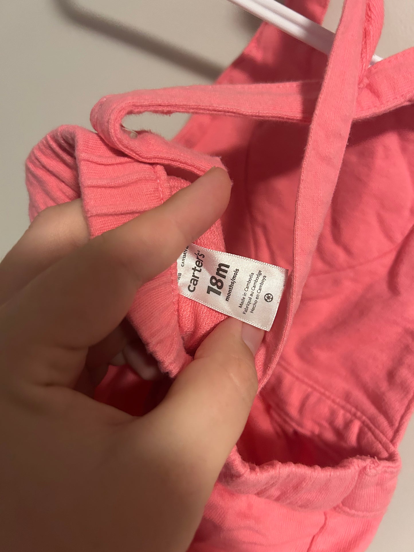 Carters 18m pink heart overalls