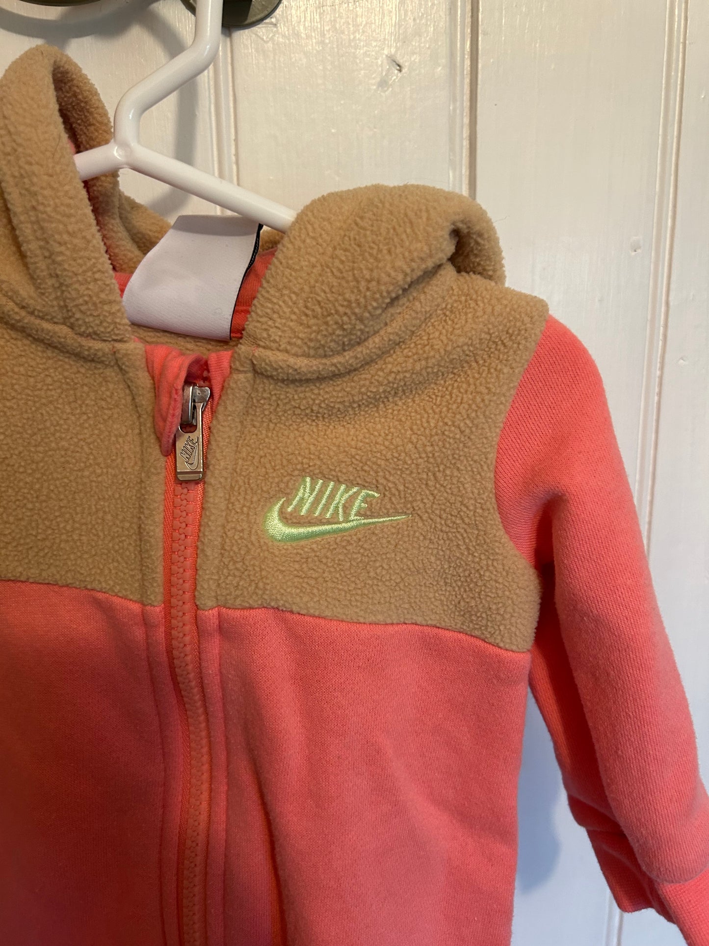 Nike 6m pink & brown sweater romper