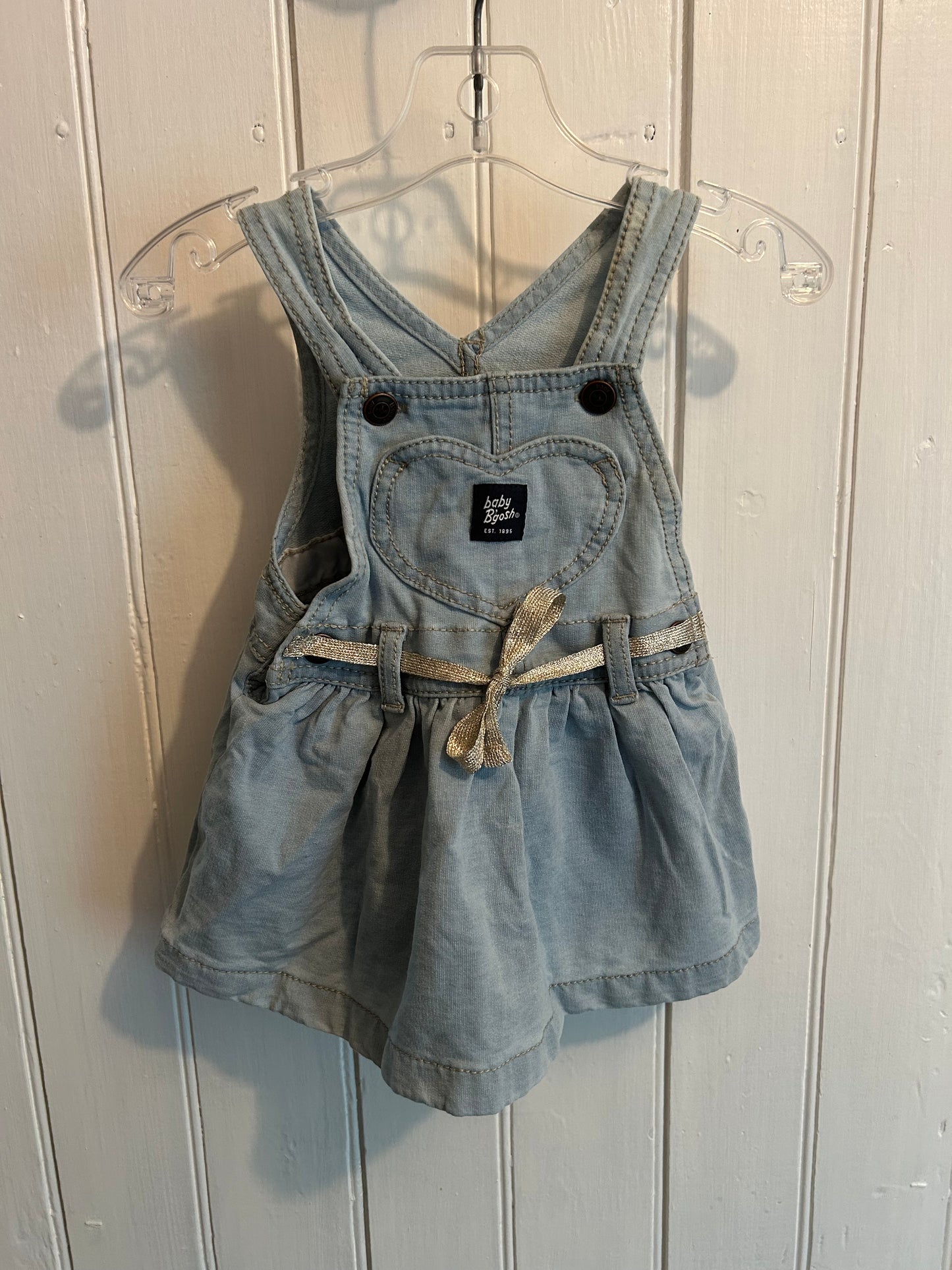 Oshkosh 6m light wash skirted overalls