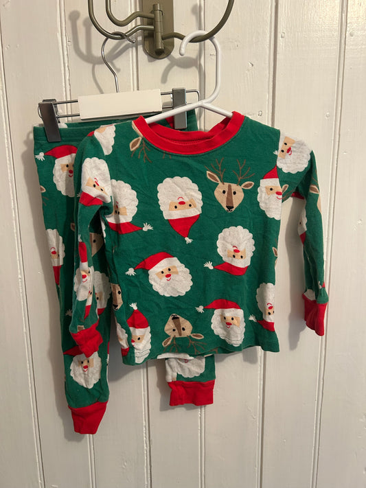 Carters 2t green Santa 2pc sleep set
