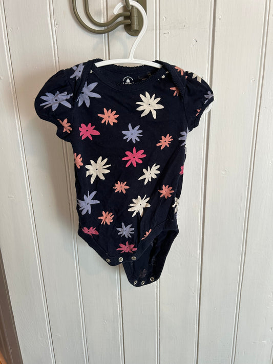 Gap 6/12m pink & blue floral onesie