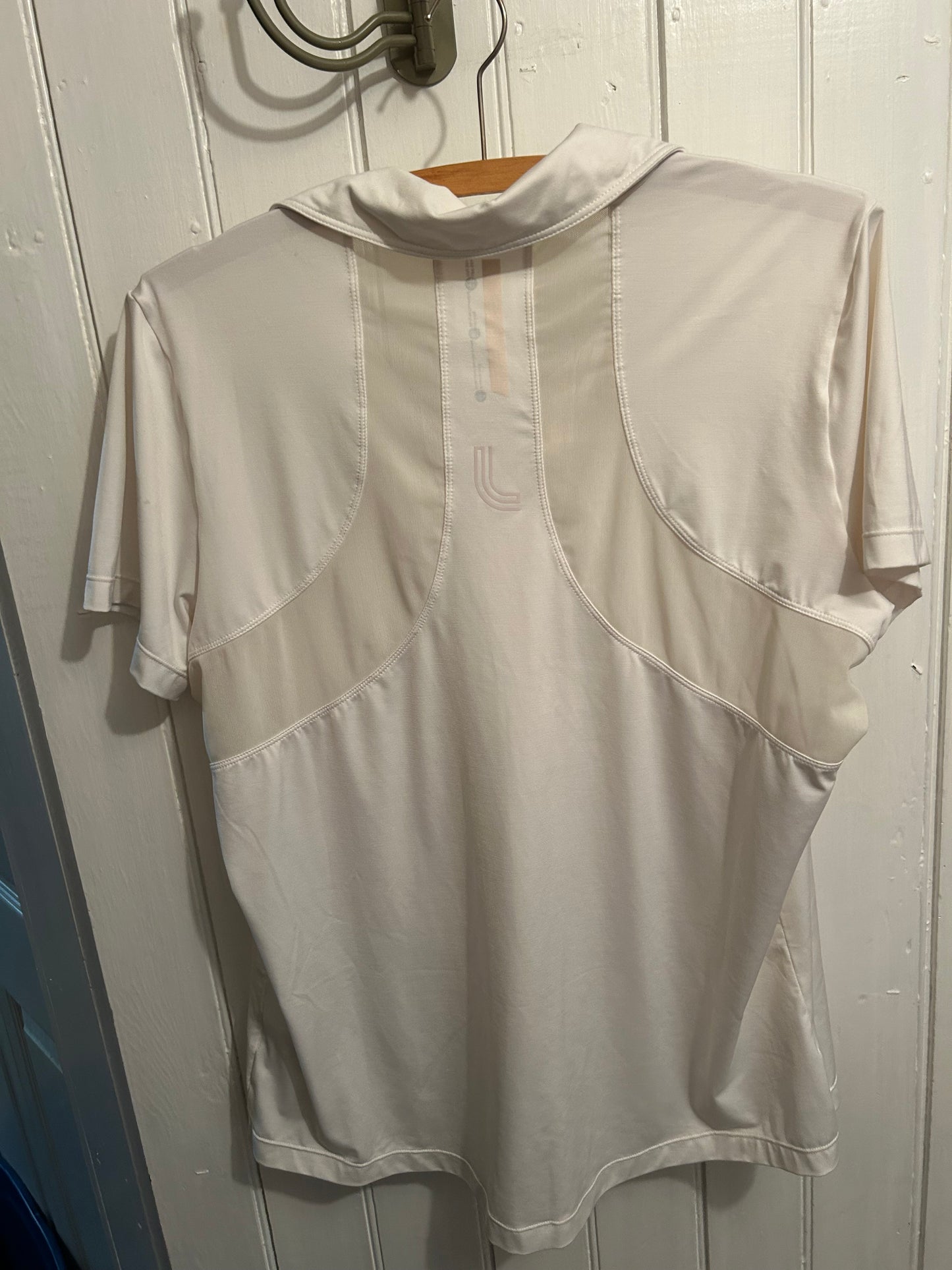 Lole xl white mesh back polo top