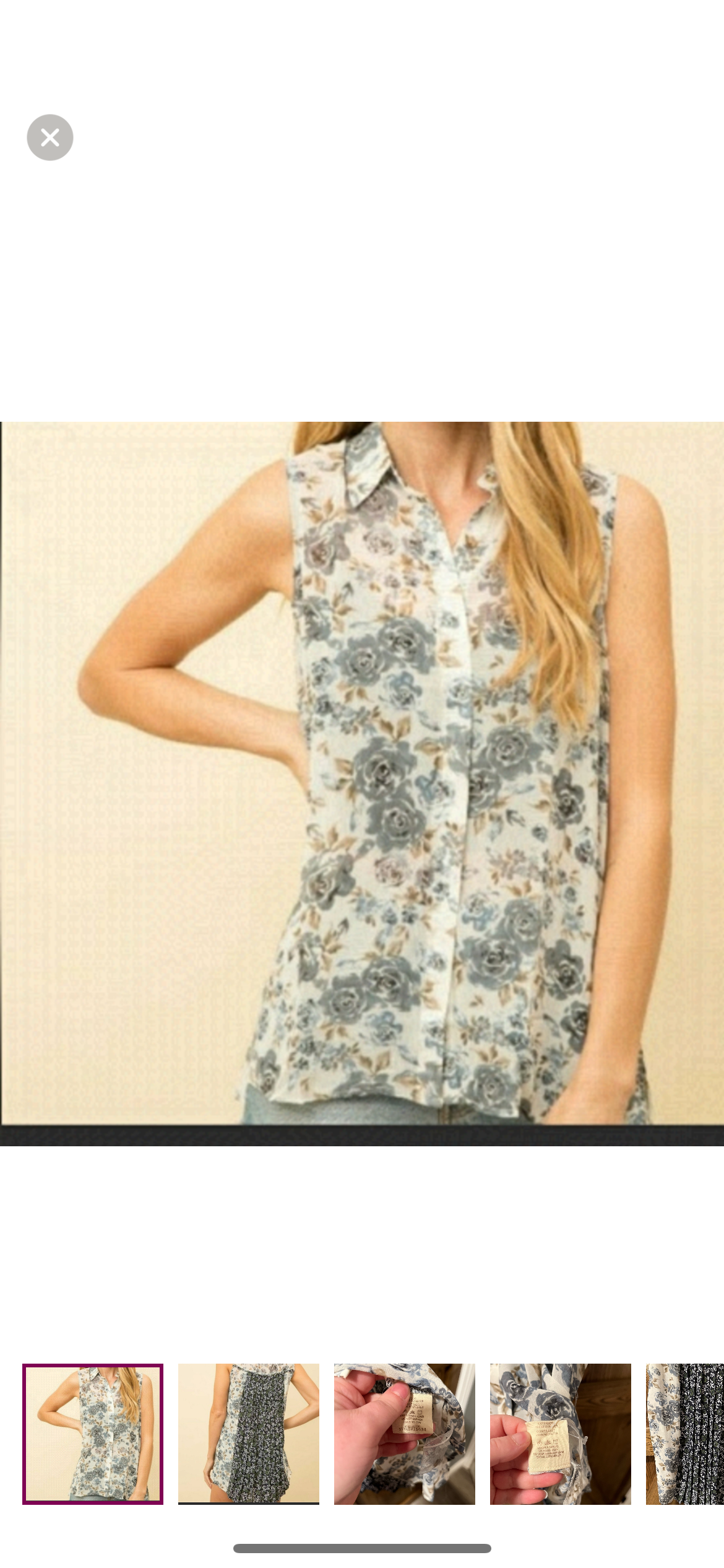 Mystree large blue floral sleeveless blouse