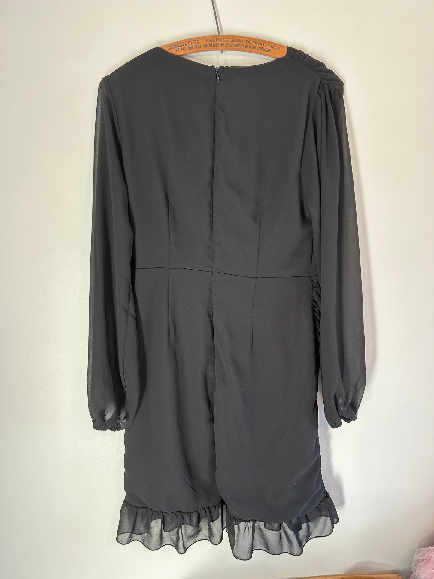 Double crazy large black vneck long sleeve bodycon dress