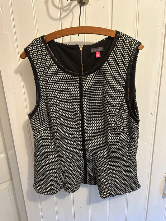 Vince Camuto xl black polka dot peplum tank blouse