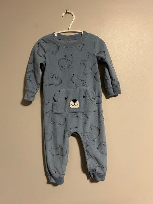 Carters 12m blue bear fleece romper