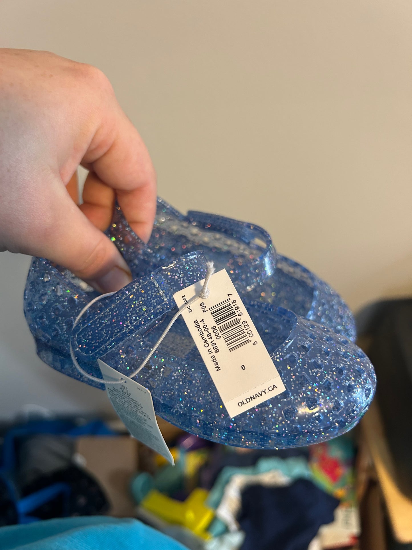 NEW old navy infant 6 blue glitter shoes