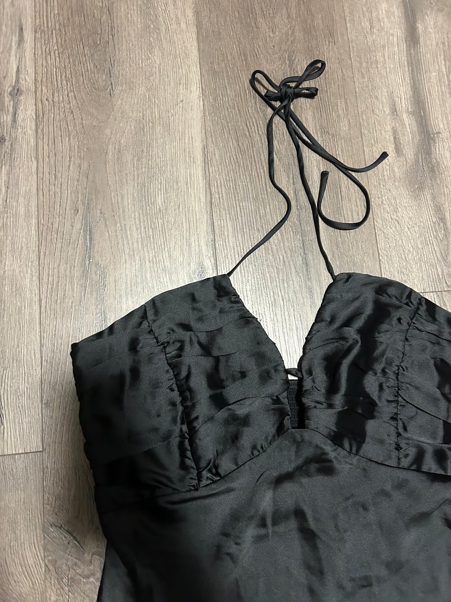 NEW dynamite xl black silk halter mini dress