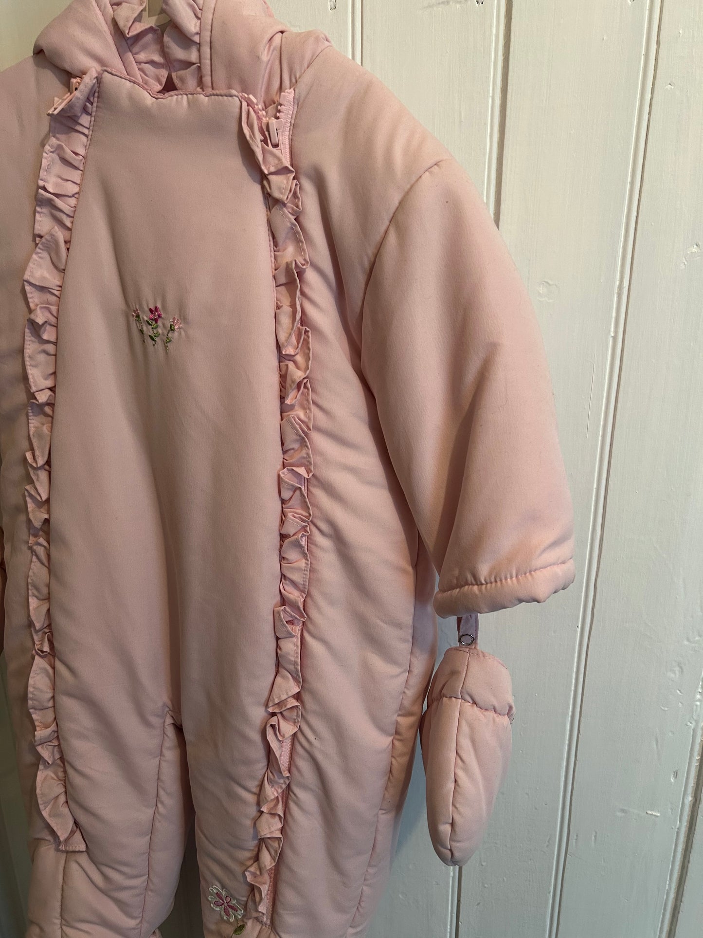 Vintage sears 18m pink floral snowsuit