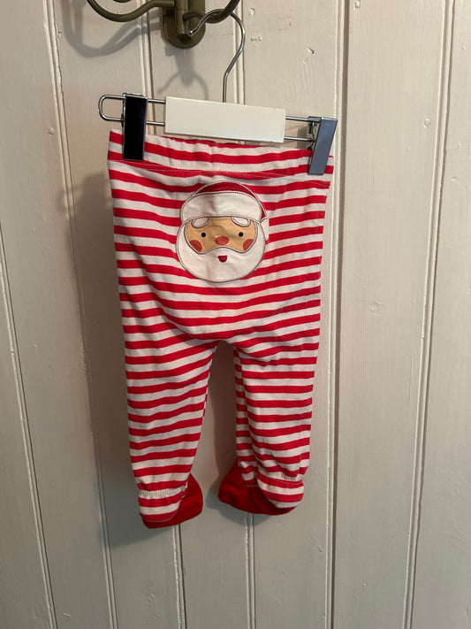 Novel tees 6m red striped Santa footed pants