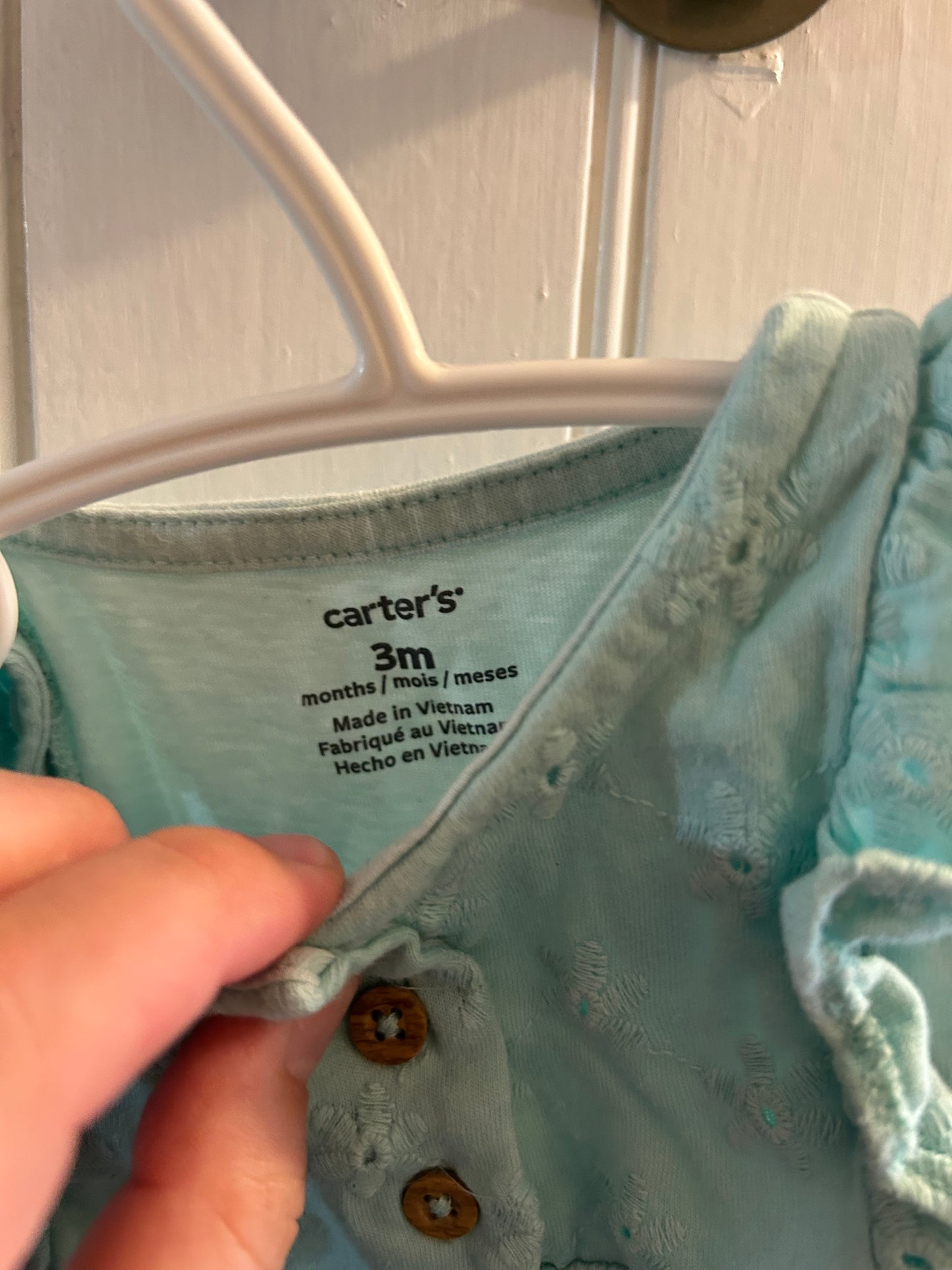 Carters 3m teal lace top romper