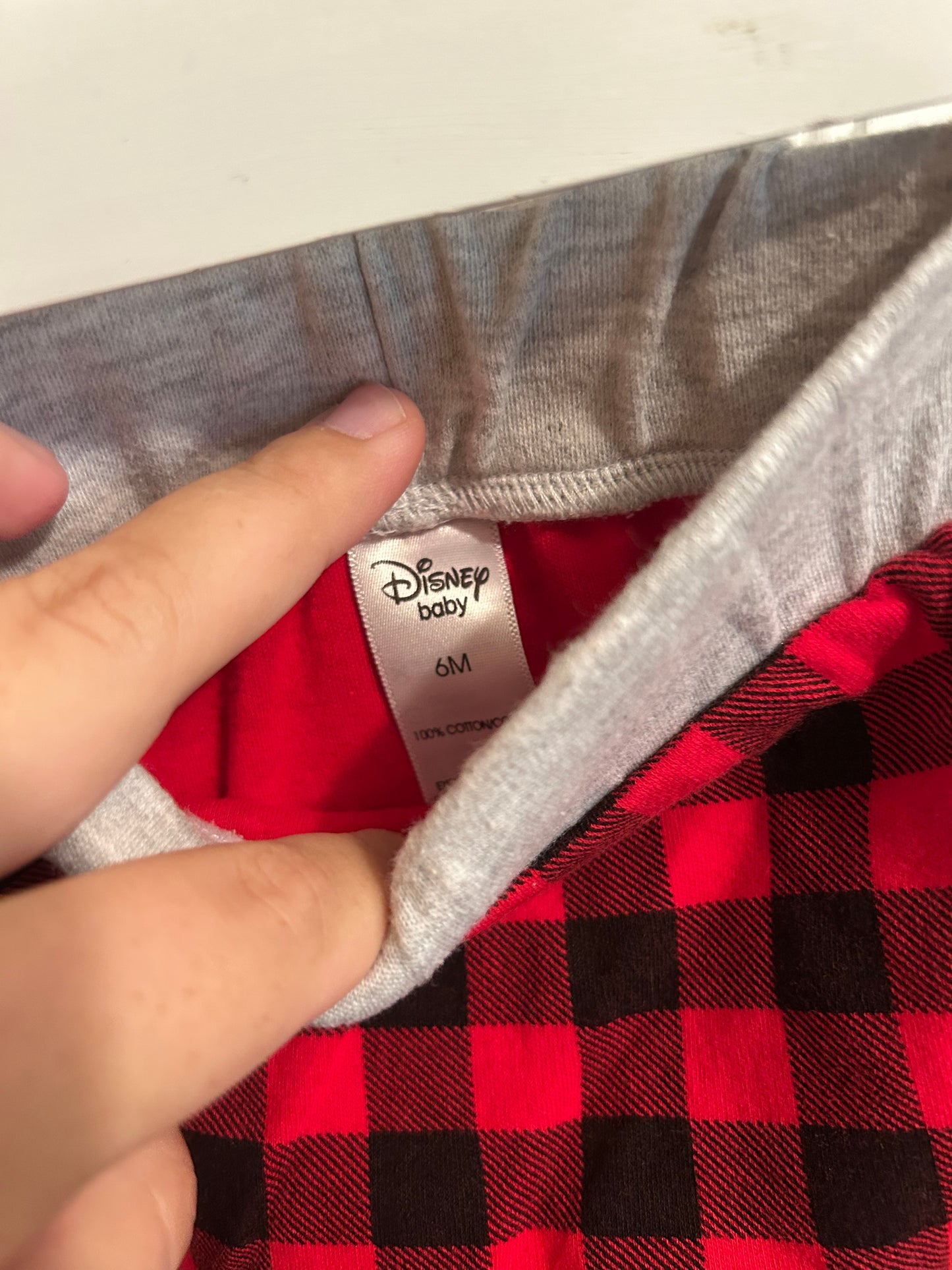 Disney 6m black & red gingham pants