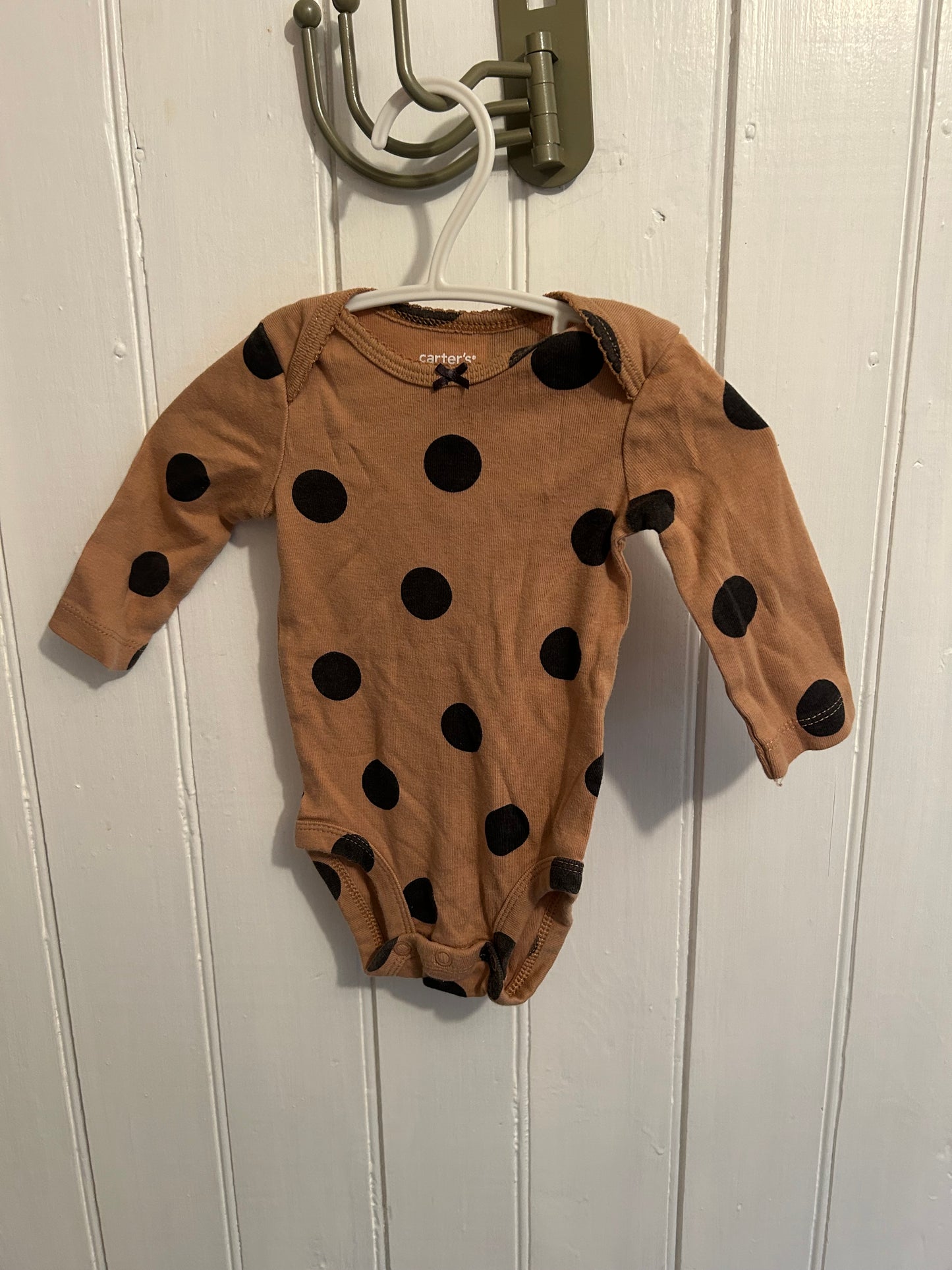Carters 3m black & brown polka dot onesie