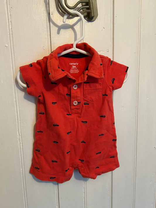 Carters 3m red car romper