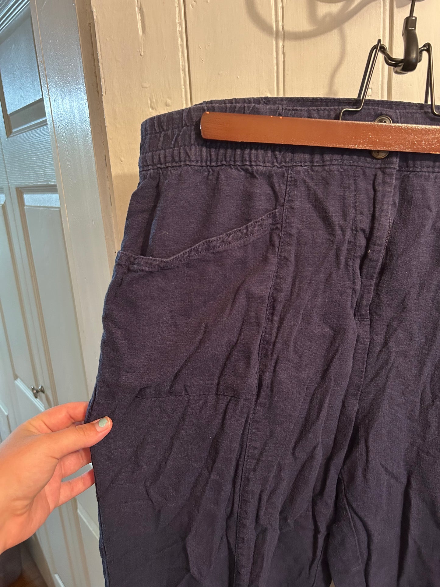 Next 14 navy linen like capris