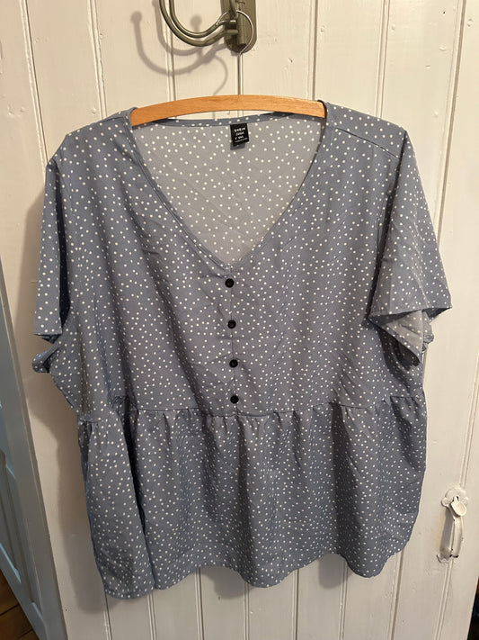 Shein 3x blue polka dot peplum top