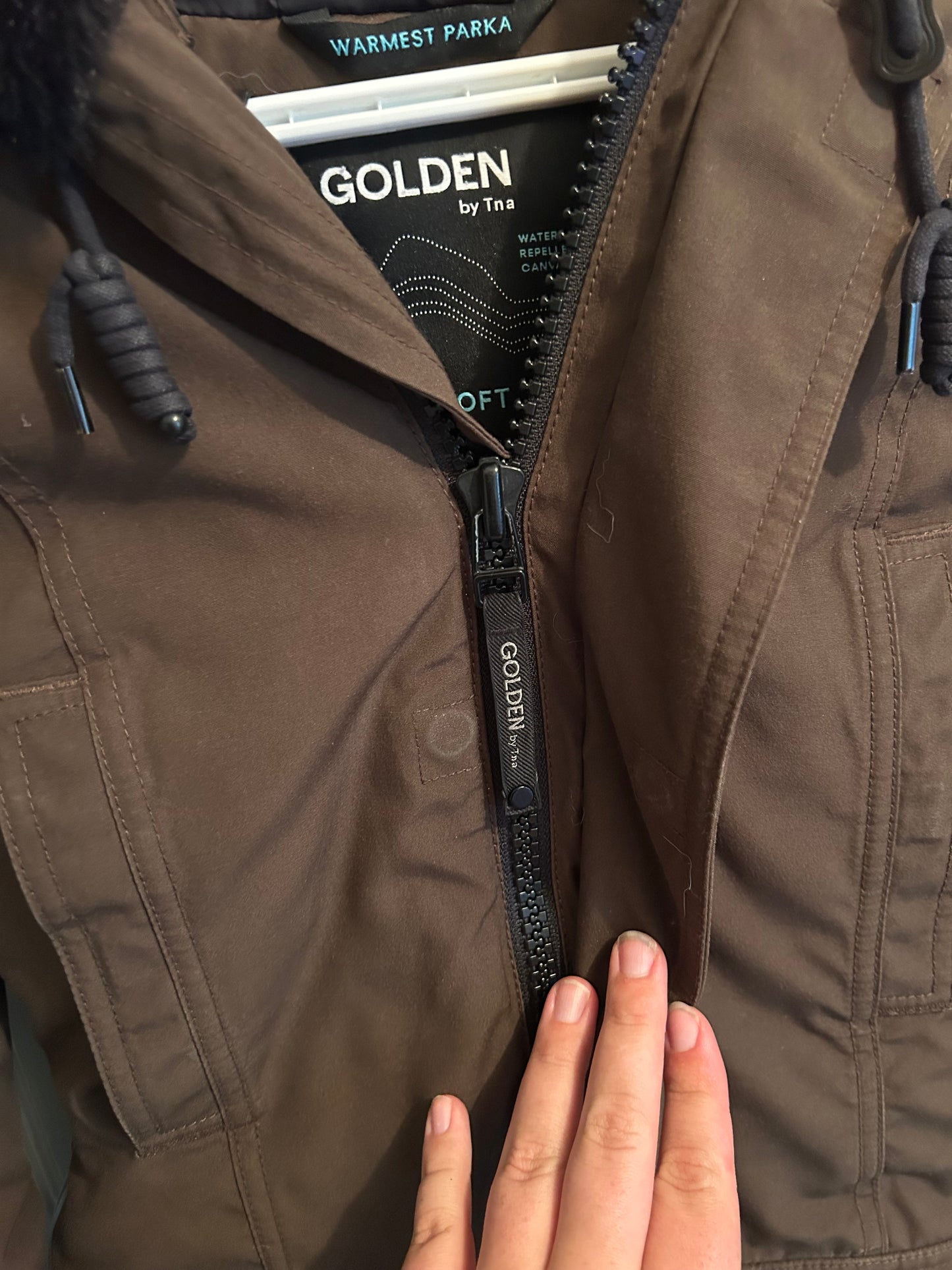 TNA small brown warmest parka winter coat