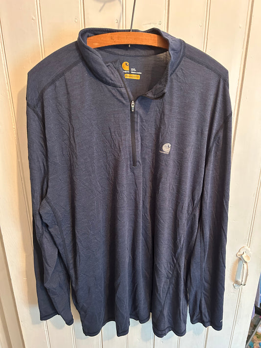 Carhartt 2x navy quarter zip long sleeve shirt