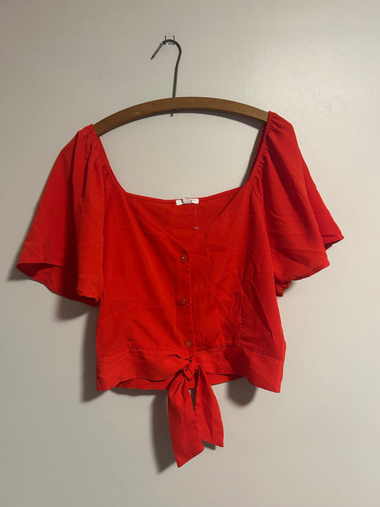 Ardene large red button up tie drop top