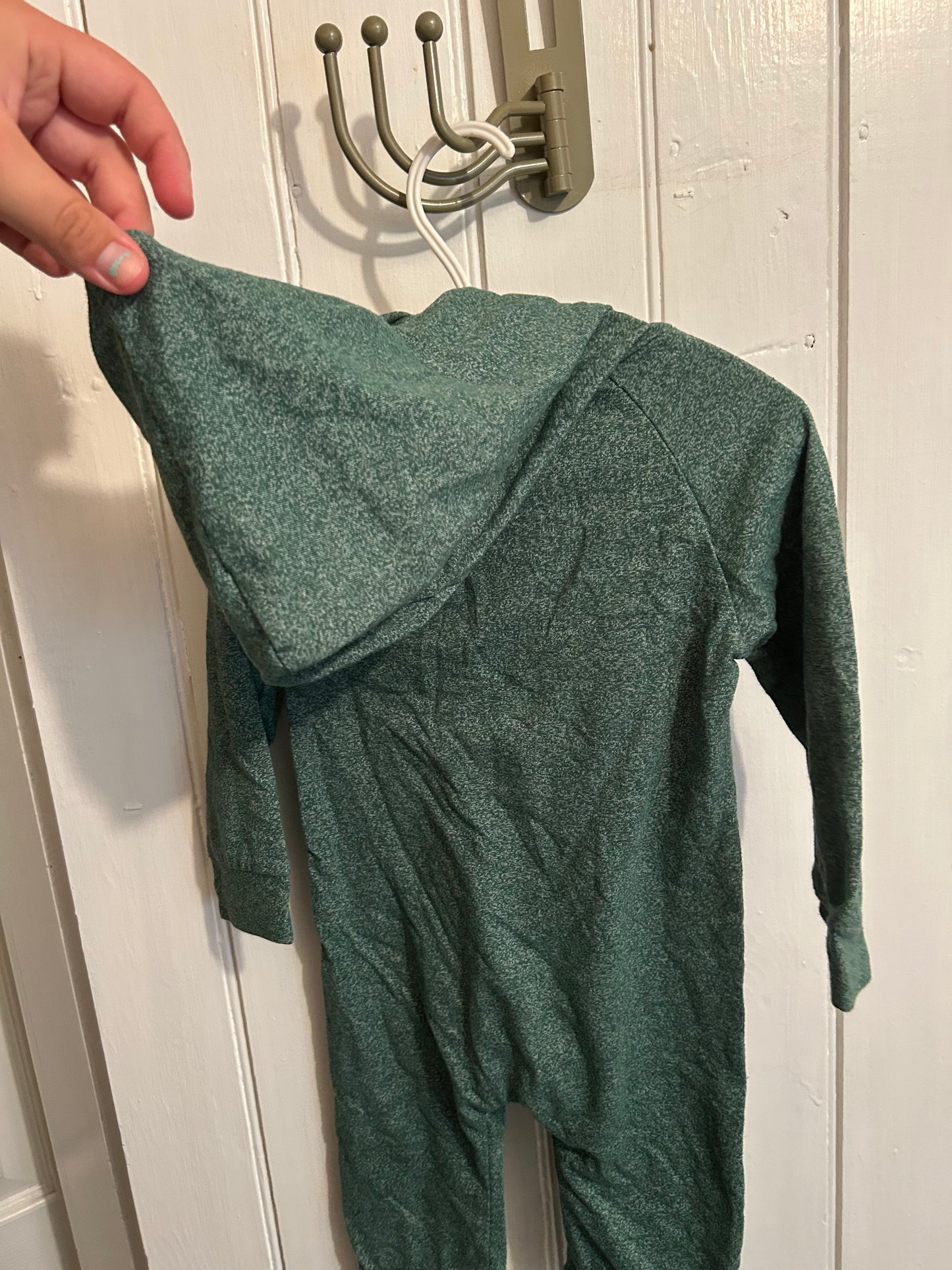 12m green hooded romper