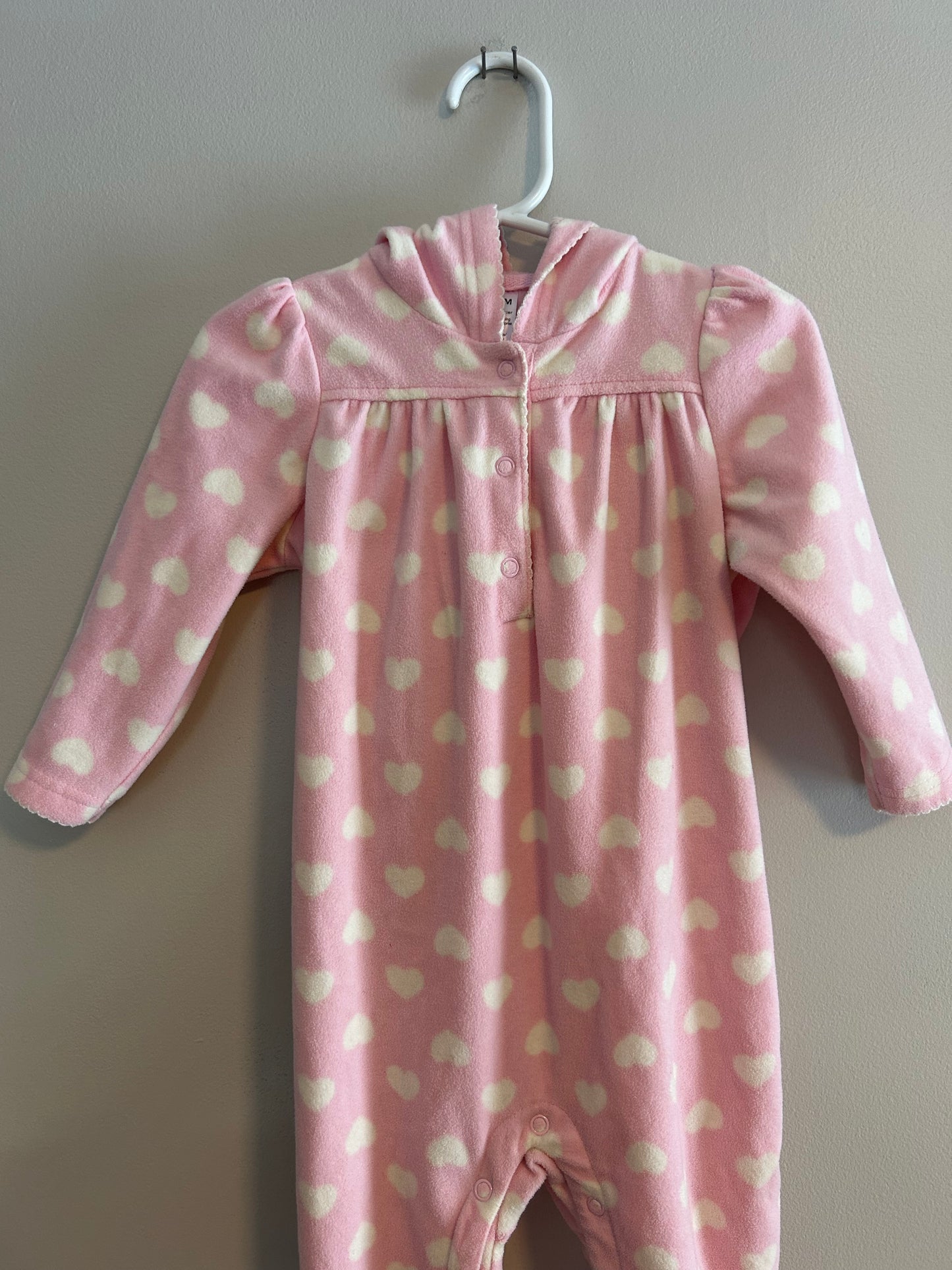 George 18/24m pink heart fleece sweater romper