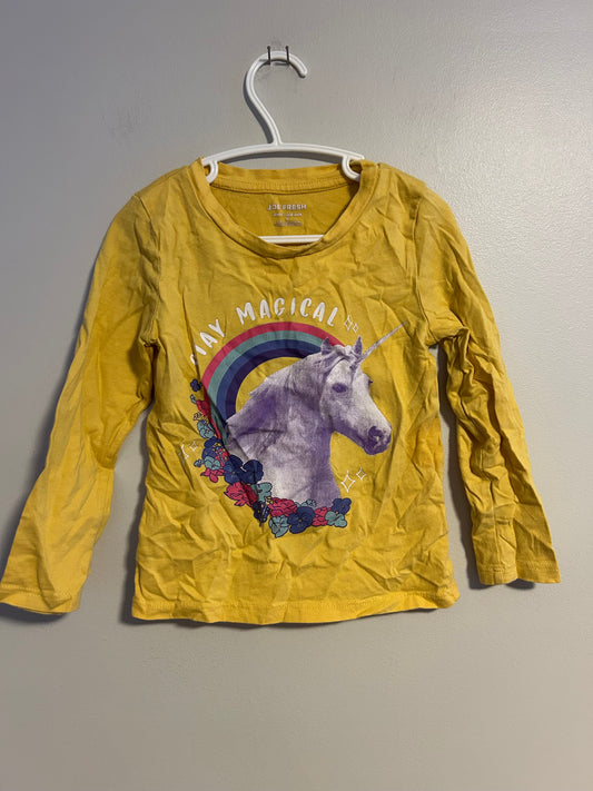 Joe fresh 4t yellow unicorn long sleeve shirt