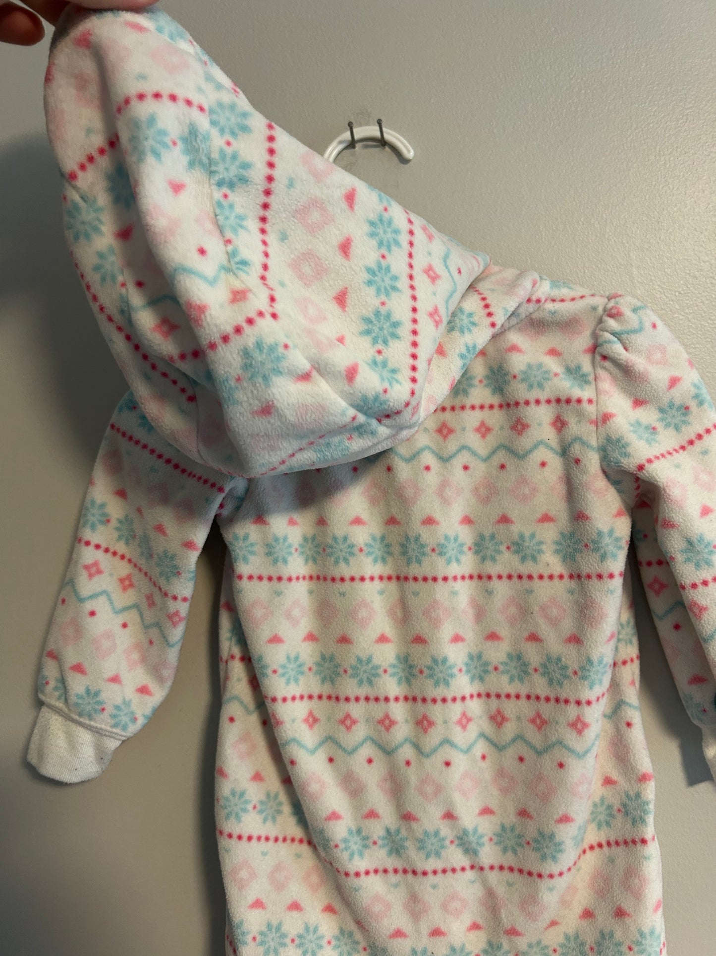 Carters 12m pink & blue Aztec fleece sweater romper